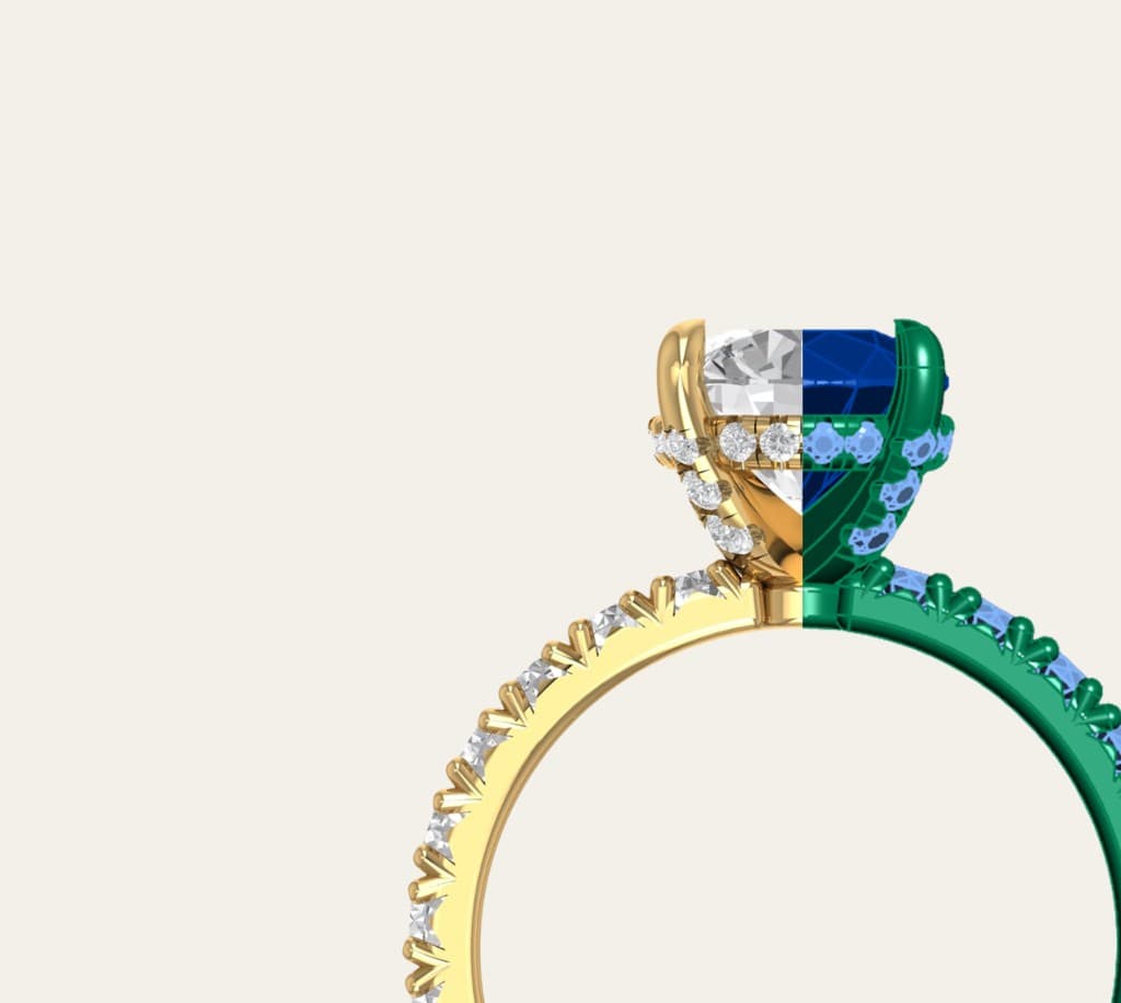 Photorealistic gold and diamond ring render