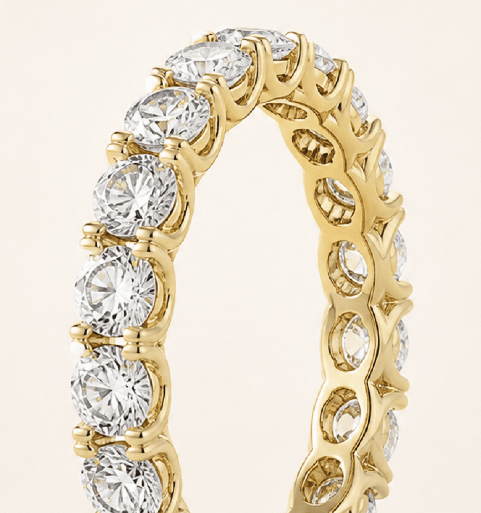 Custom yellow gold diamond eternity band