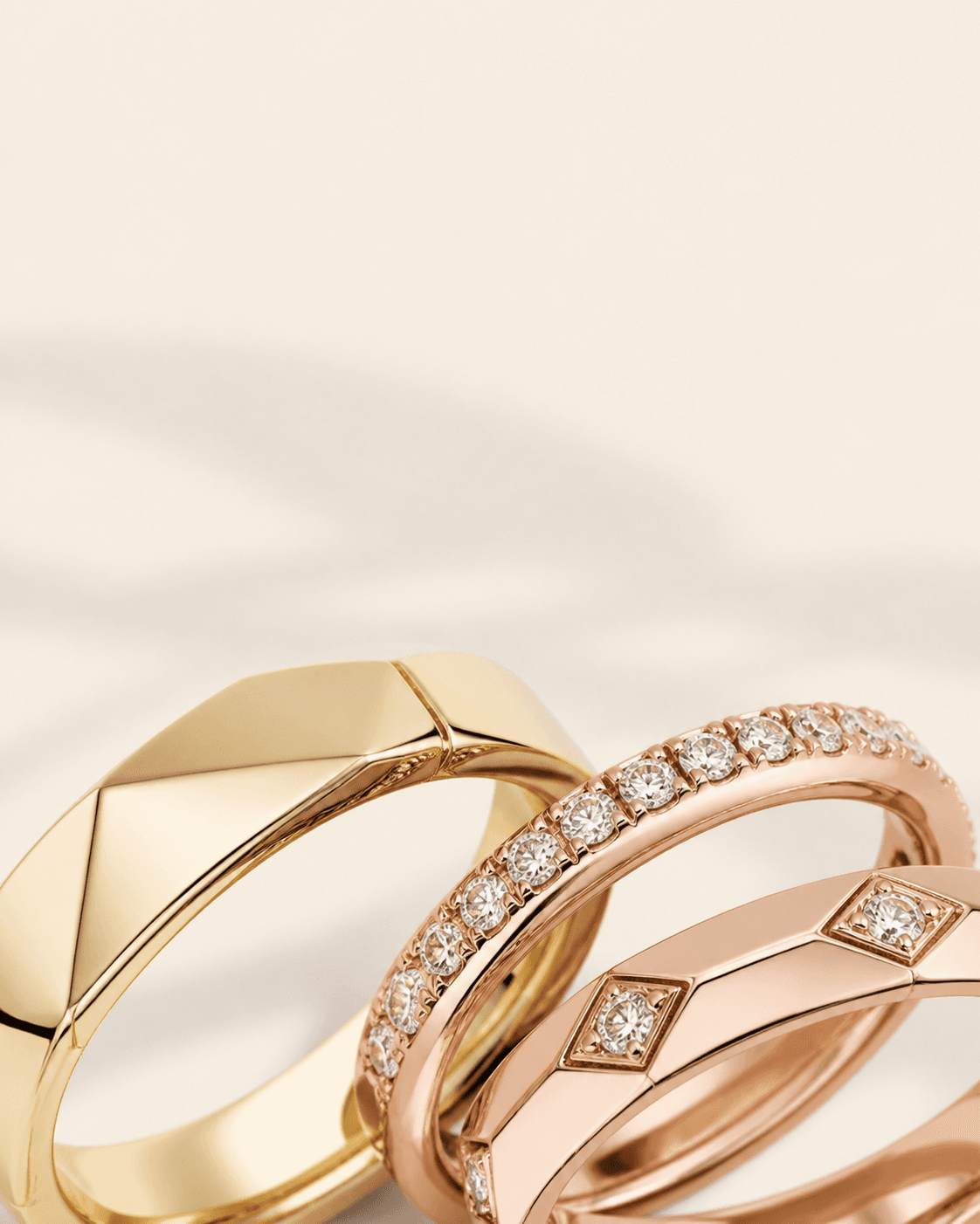 Custom yellow and rose gold wedding bands